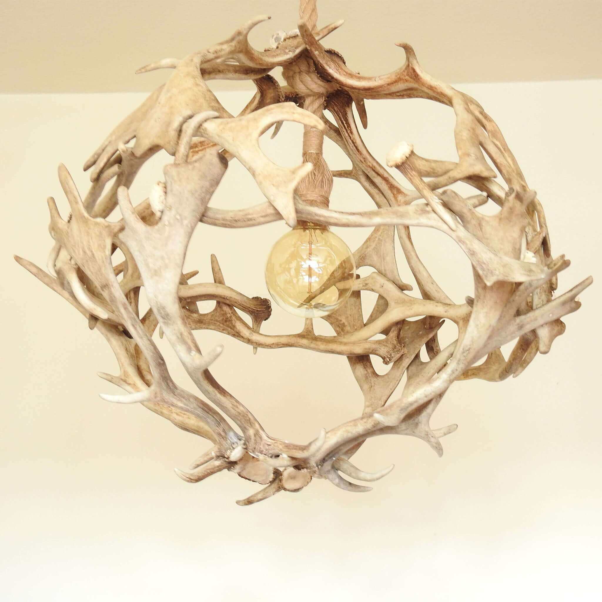 White ball antler chandelier