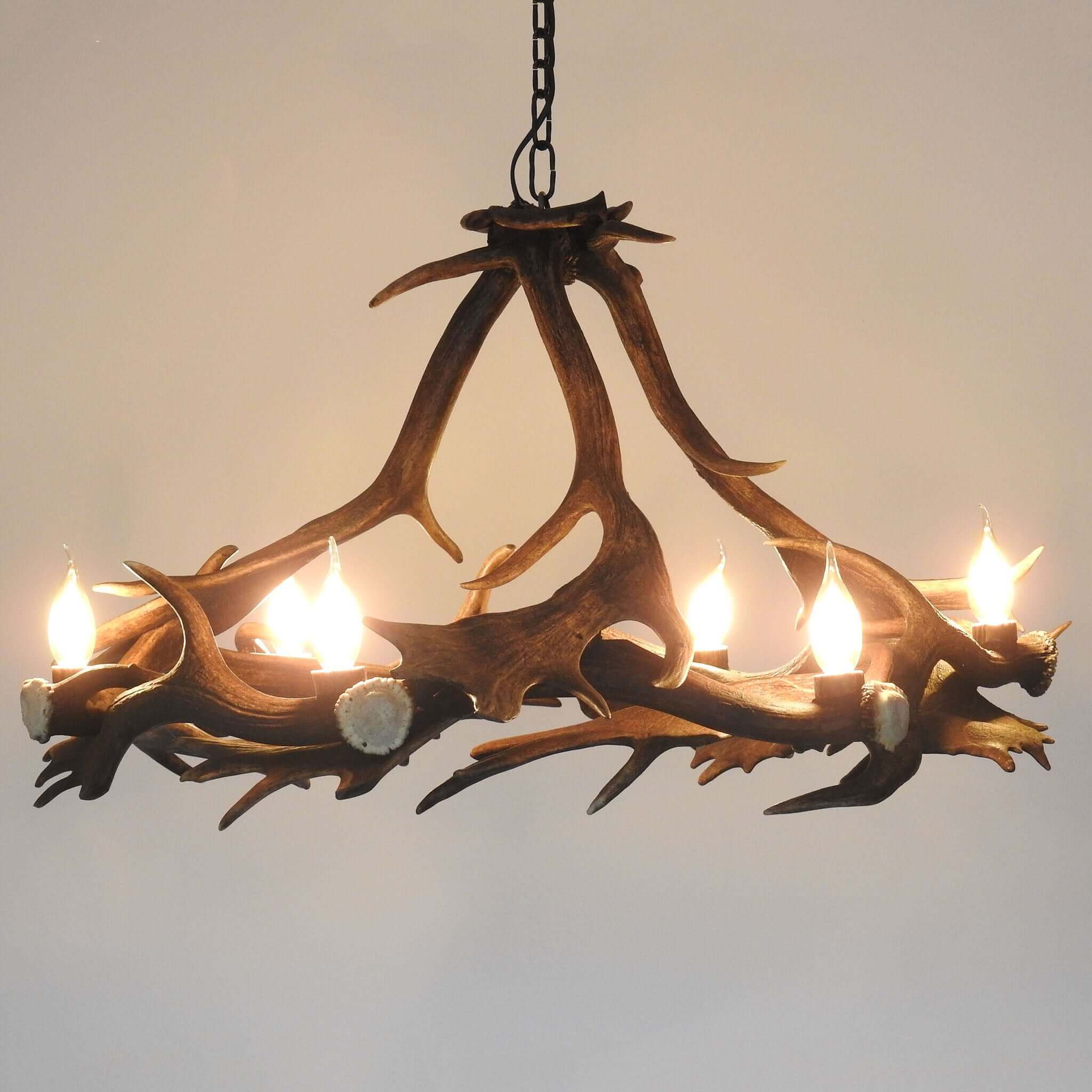 Real rustic antler chandelier with antler sockets