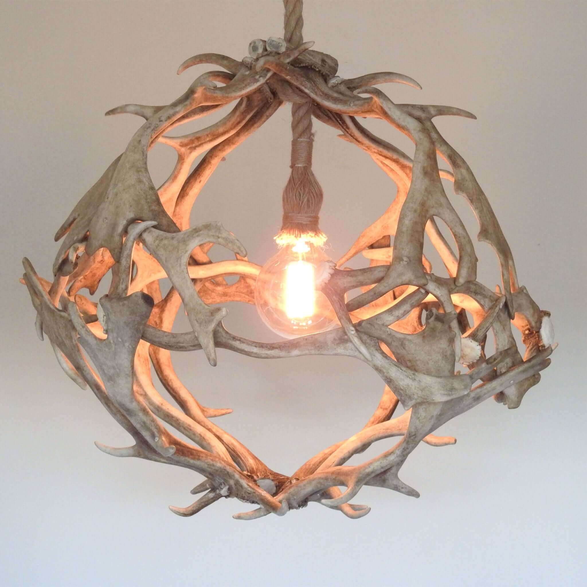 White ball antler chandelier