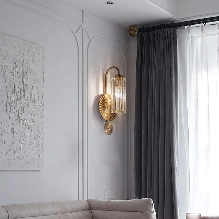 Sunburst crystal wall light