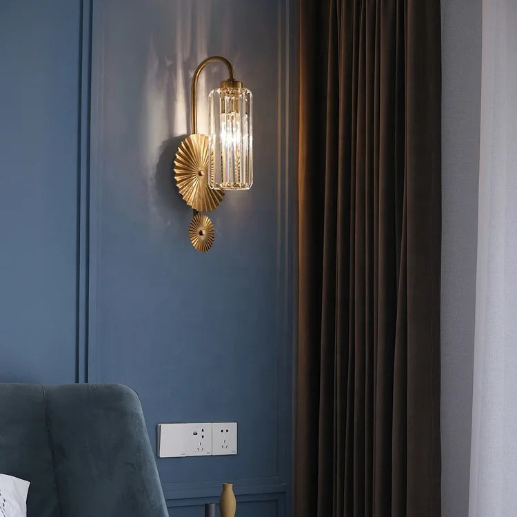 Sunburst crystal wall light