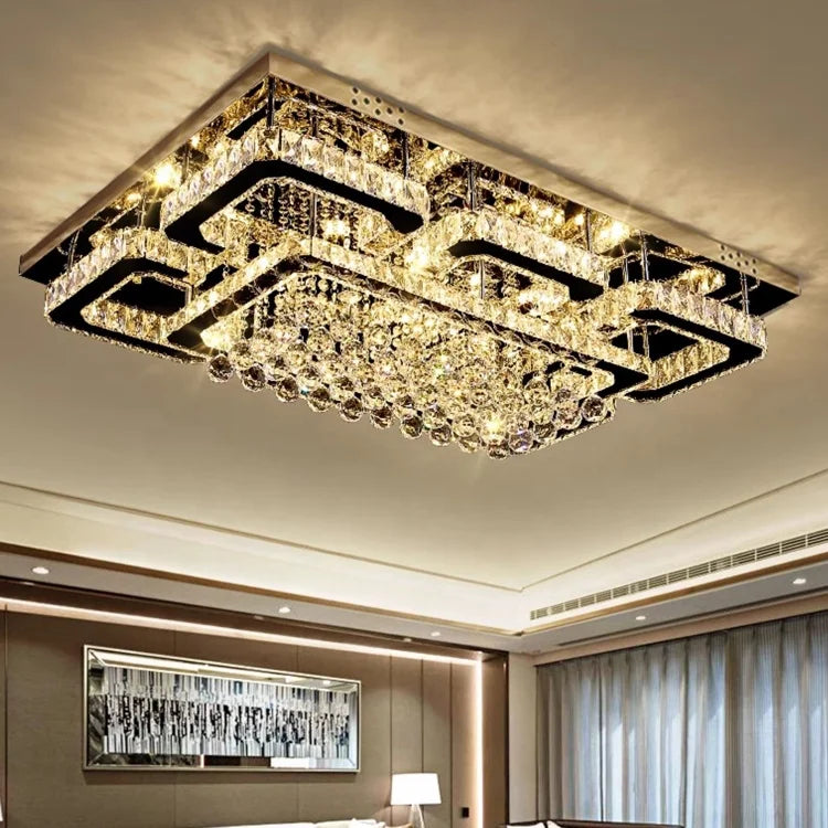 Rectangular crystal ceiling light