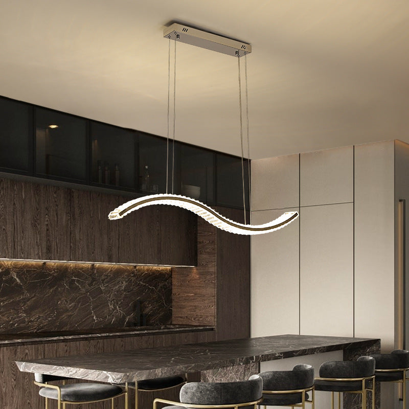 Gold crystal linear pendant light