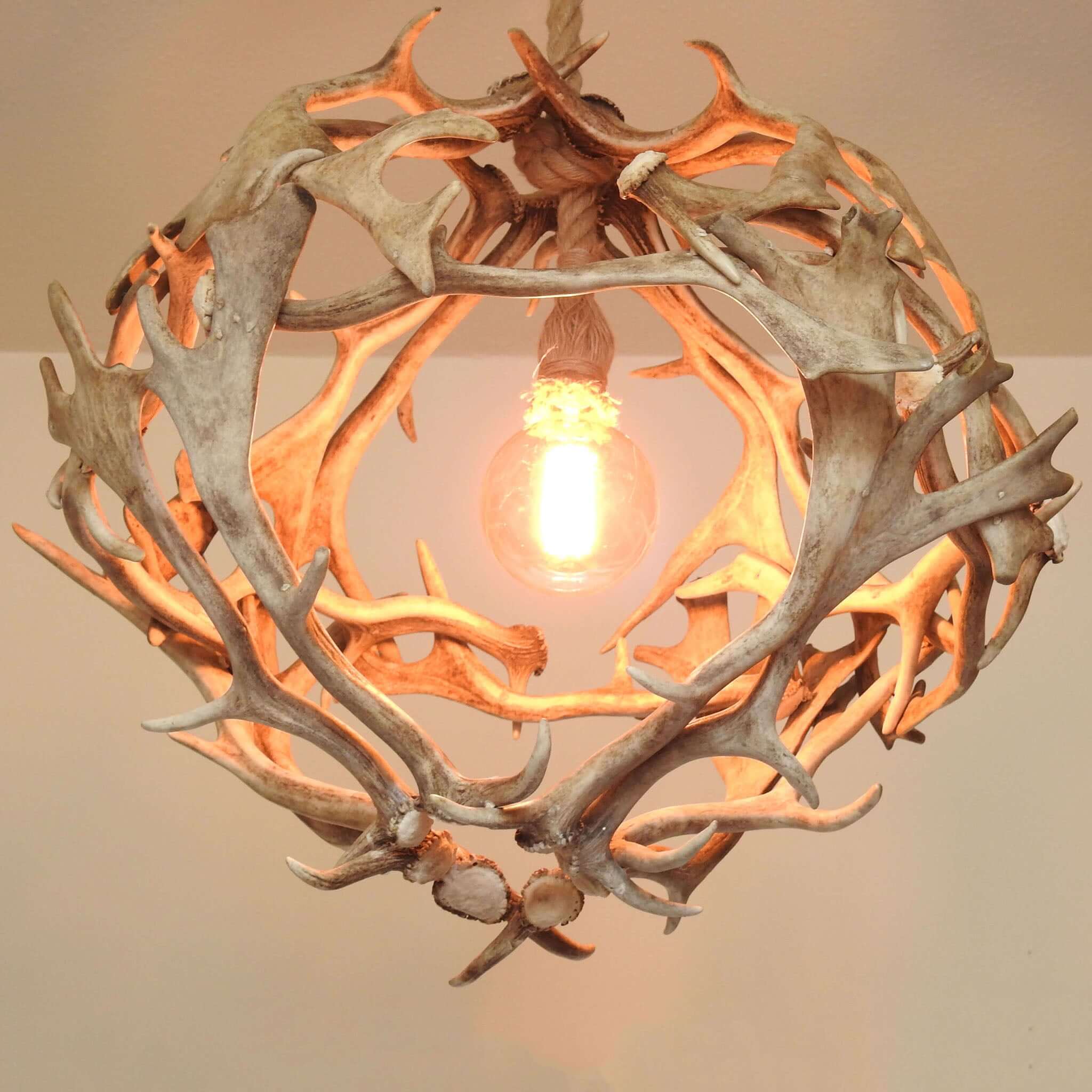 White ball antler chandelier
