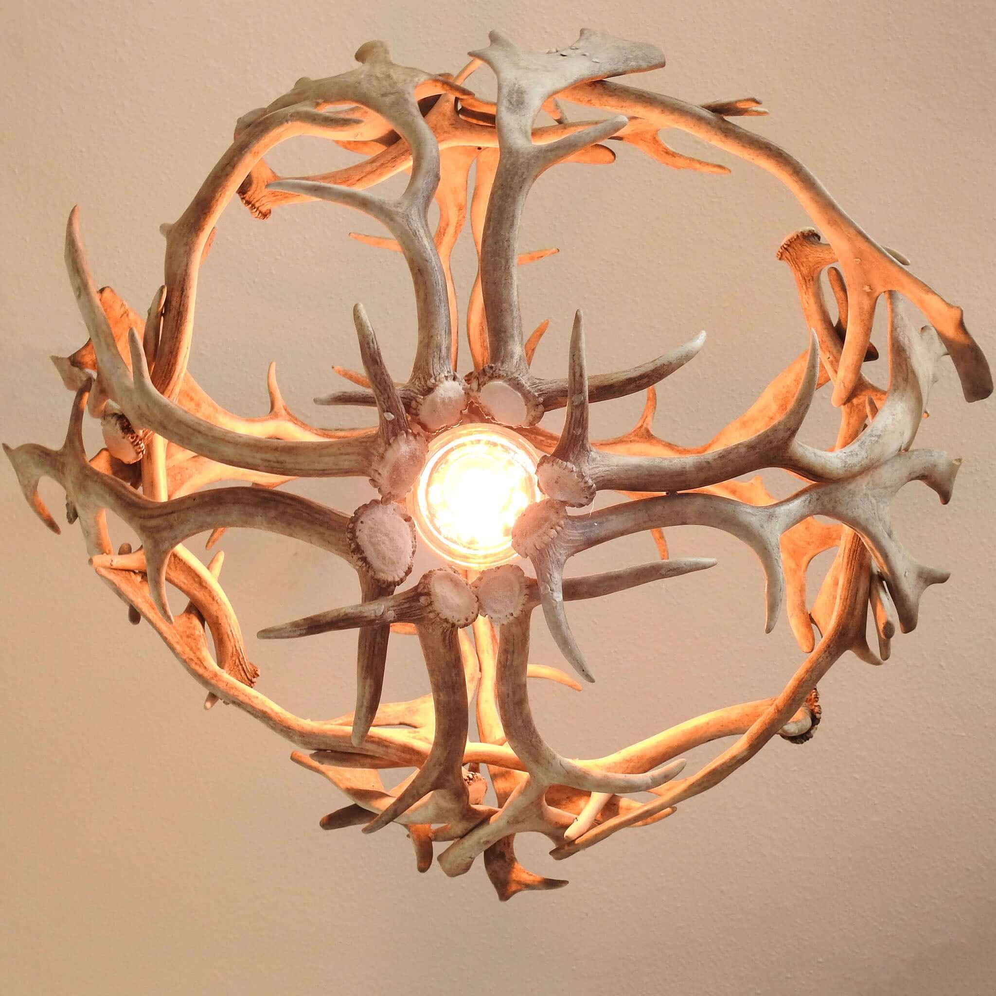 White ball antler chandelier