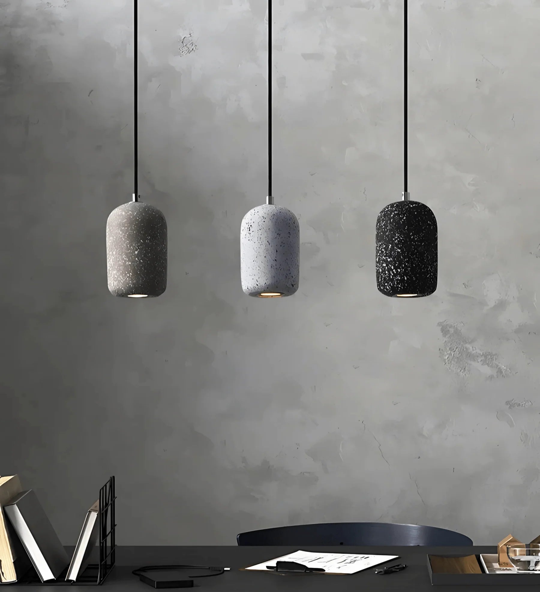 Pebble cement pendant light
