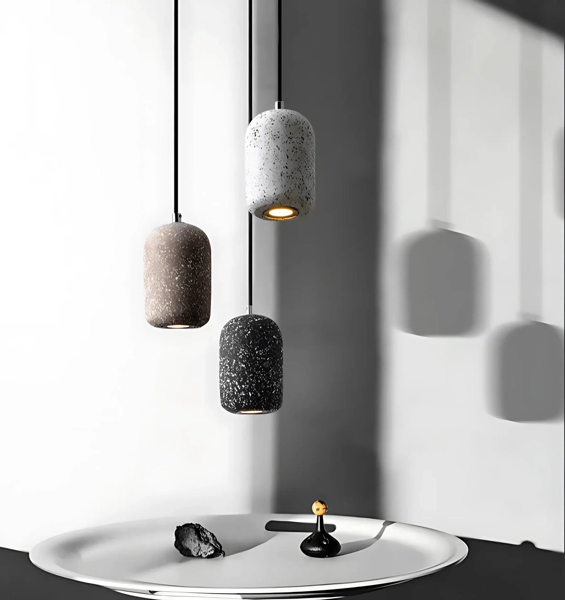 Pebble cement pendant light