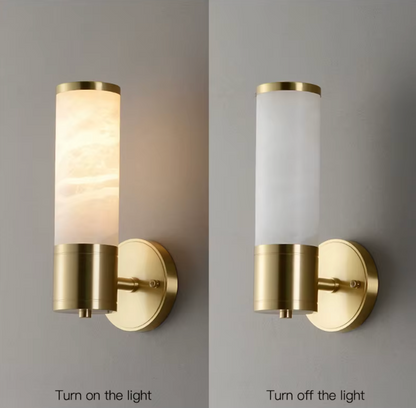 Sage brass and stone wall light