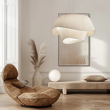 Noosa pleated pendant light, modern sculptural ceiling lamp, dimmable interior lighting