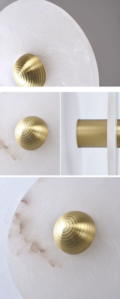 Minimalist round marble wall lamp with LED light for bedroom and living room