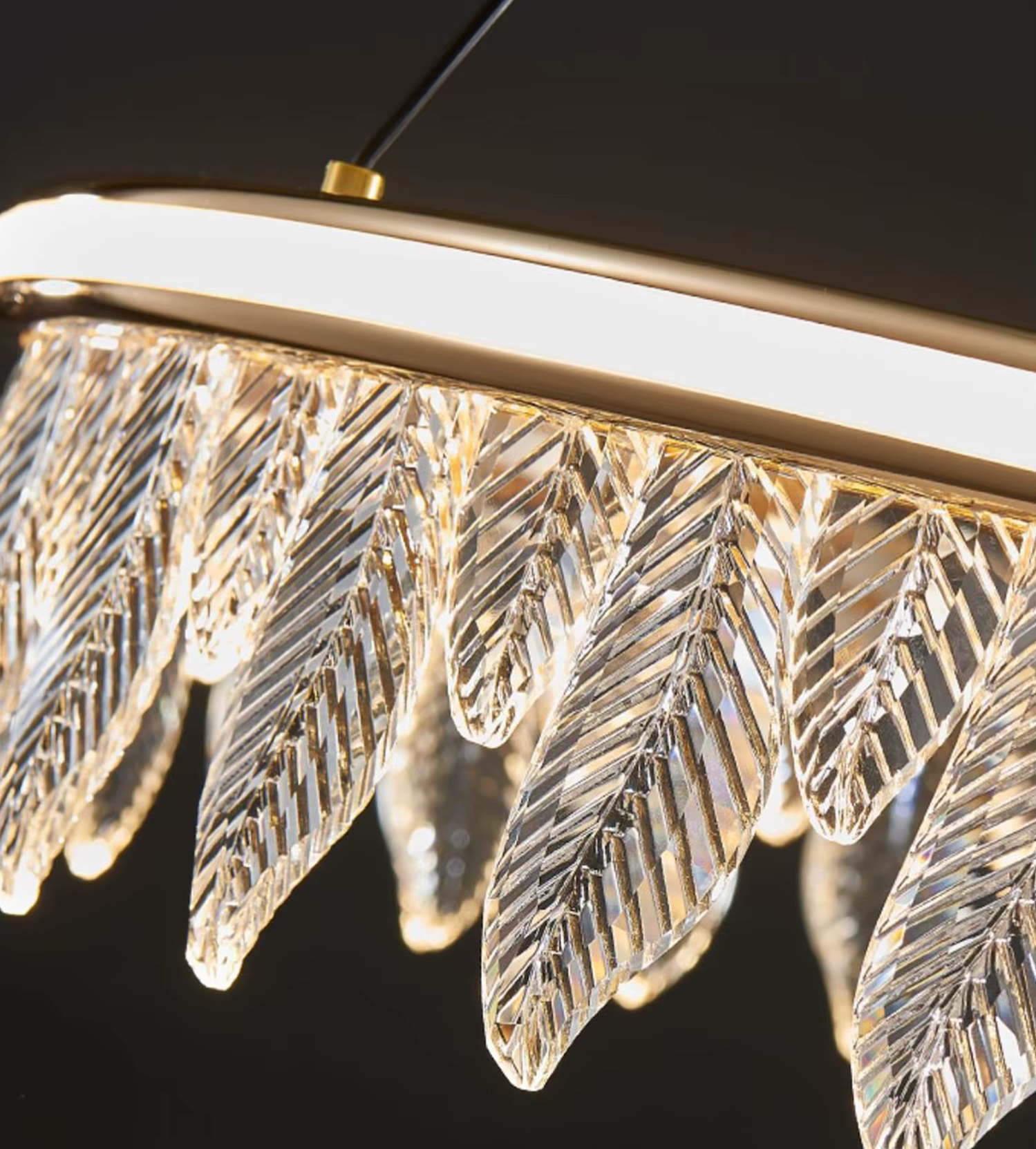 Modern LED crystal chandelier pendant ceiling lamp with gold finish for dining and living room