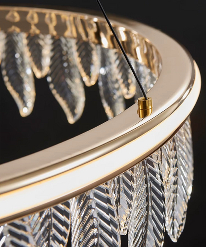 Modern LED crystal chandelier pendant ceiling lamp with gold finish for dining and living room