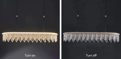 Modern LED crystal chandelier pendant ceiling lamp with gold finish for dining and living room