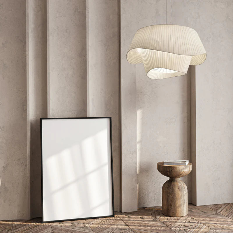 Noosa pleated pendant light, modern sculptural ceiling lamp, dimmable interior lighting