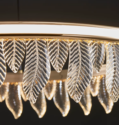 Modern LED crystal chandelier pendant ceiling lamp with gold finish for dining and living room