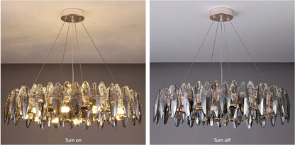 Luxury crystal chandelier modern gold round pendant light for dining and living room