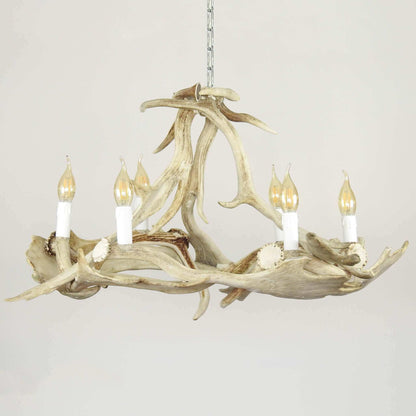 White modern fallow antler chandelier
