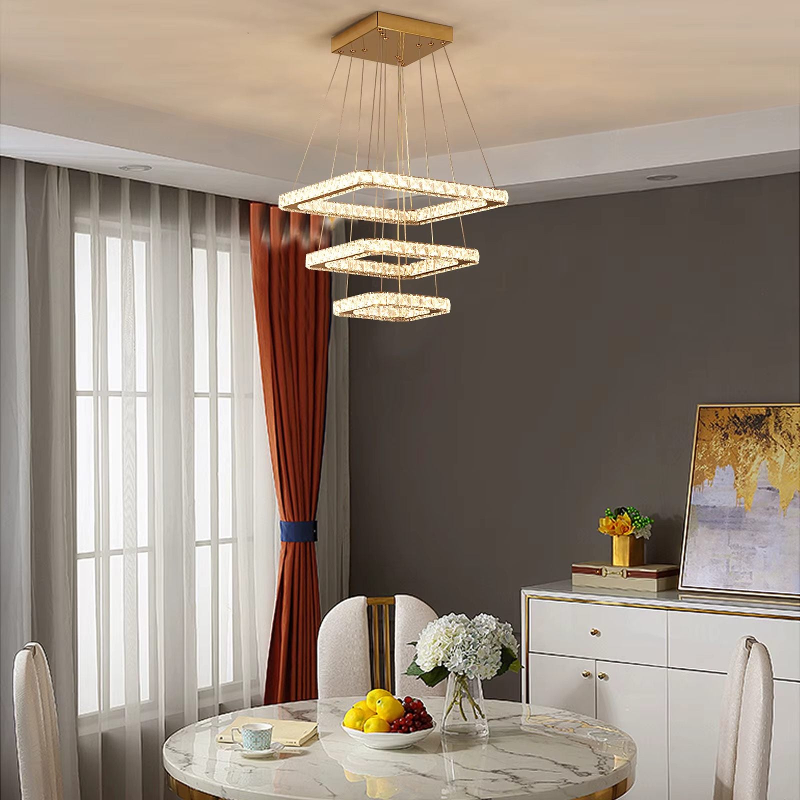 Square crystal LED ceiling light