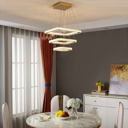 Square crystal LED ceiling light