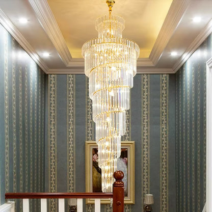 Crystal luxury spiral chandelier for high ceilings