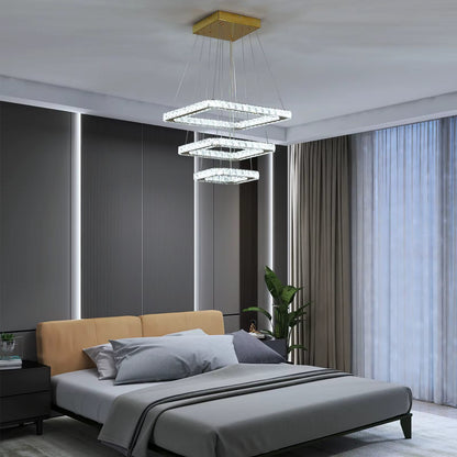 Square crystal LED ceiling light