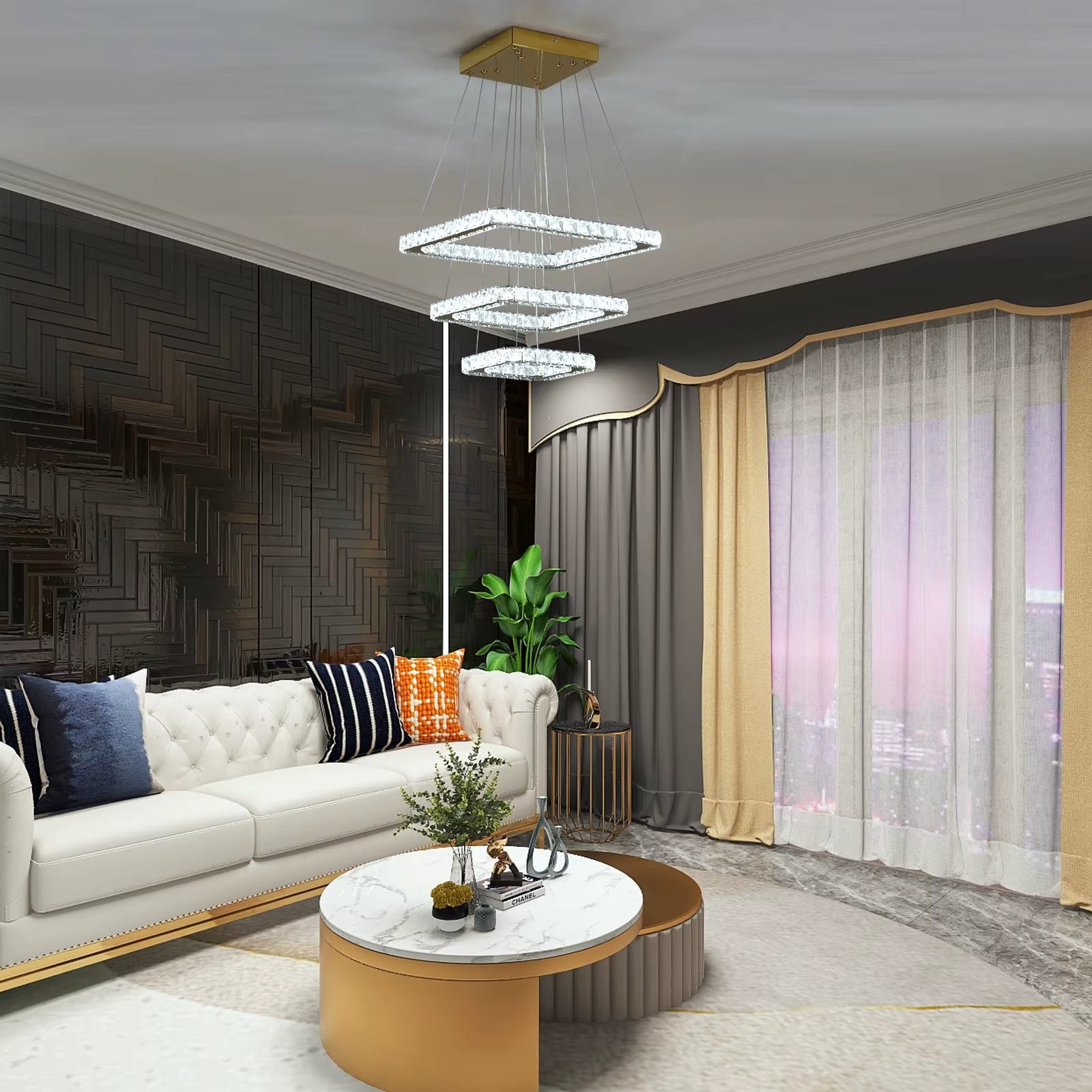 Square crystal LED ceiling light
