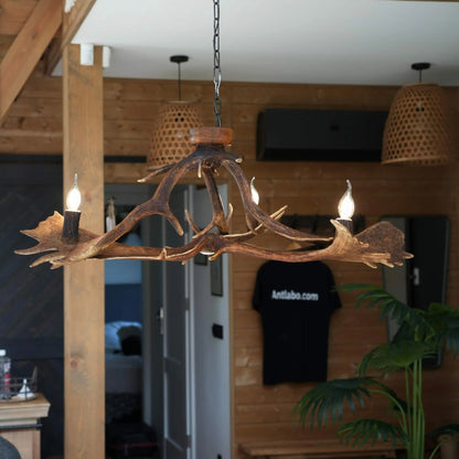 Real low ceiling antler chandelier with antler sockets