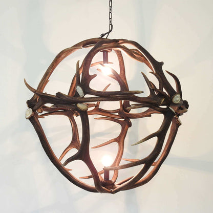 Globe antler chandelier