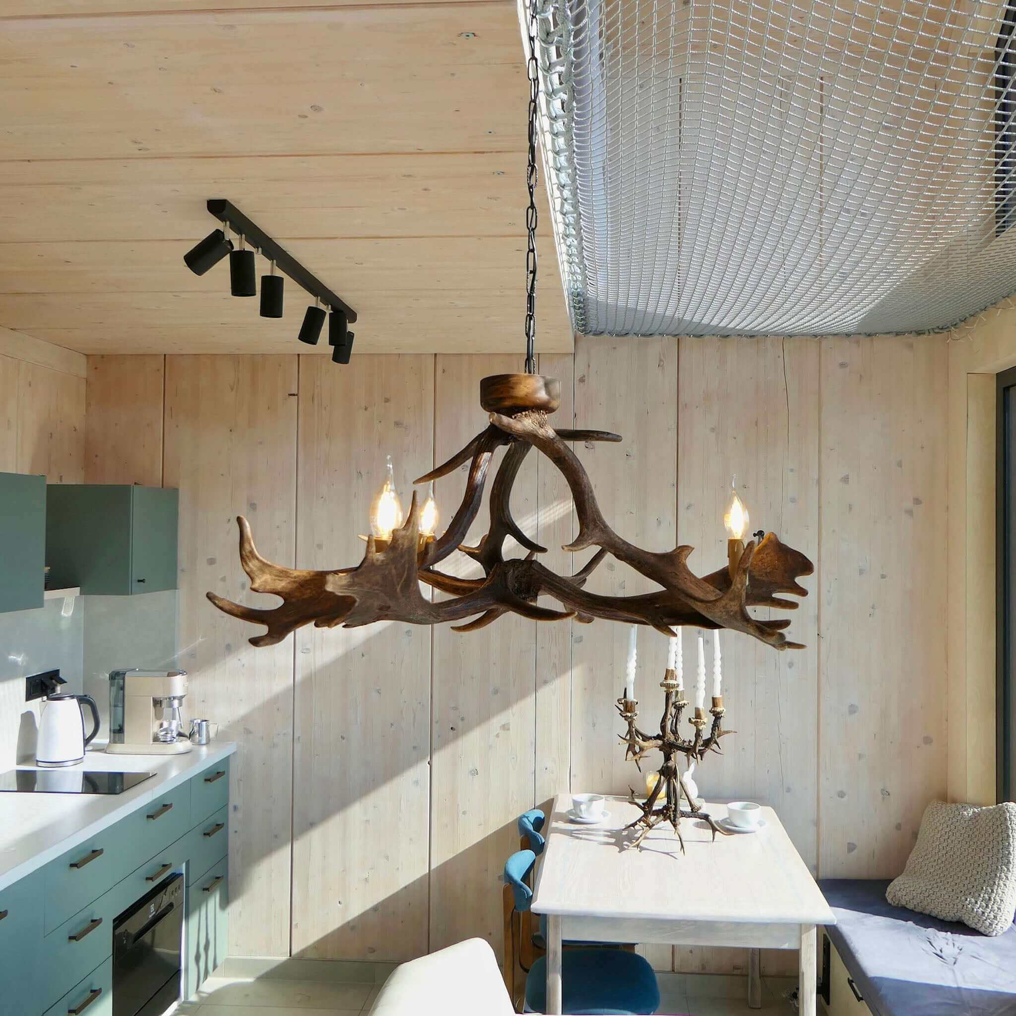 Real low ceiling antler chandelier