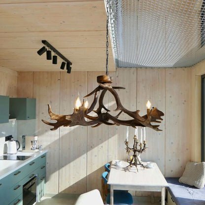 Real low ceiling antler chandelier