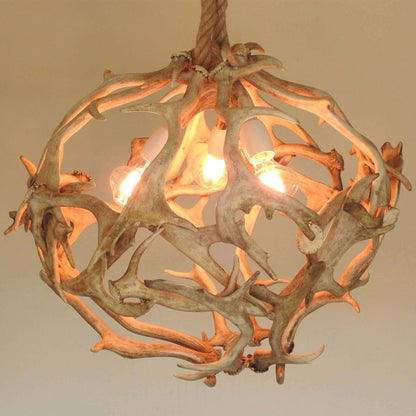 Real white ball antler chandelier