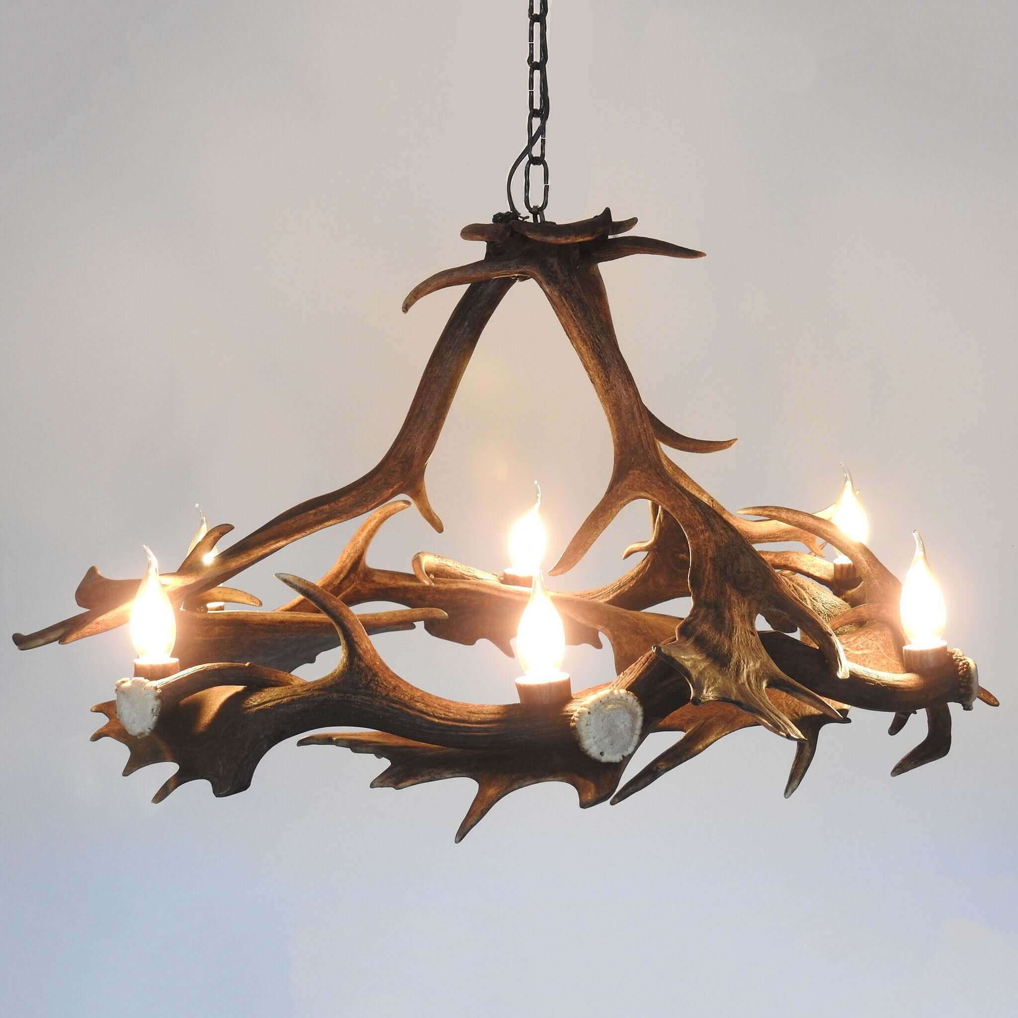 Real rustic antler chandelier with antler sockets