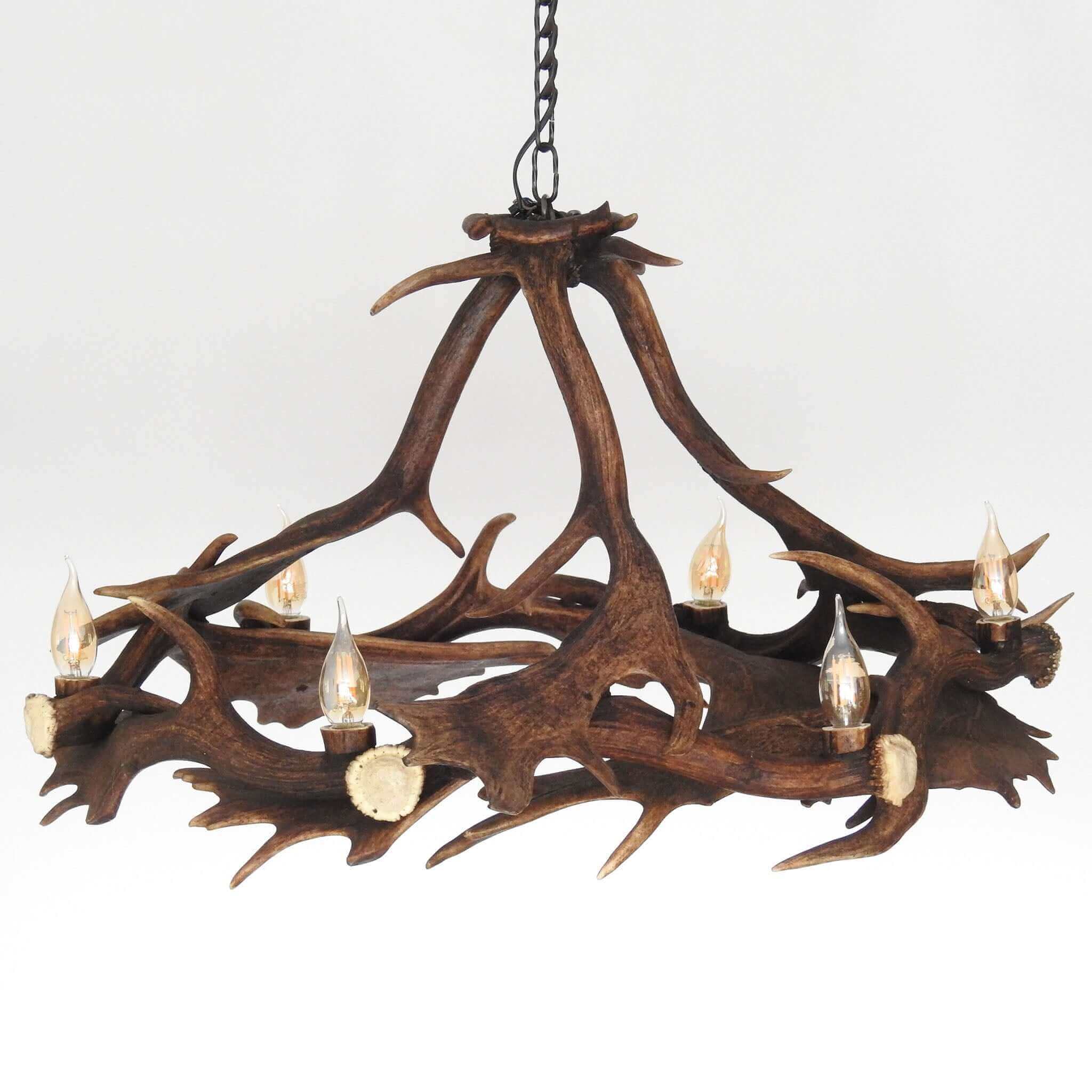 Real rustic antler chandelier with antler sockets
