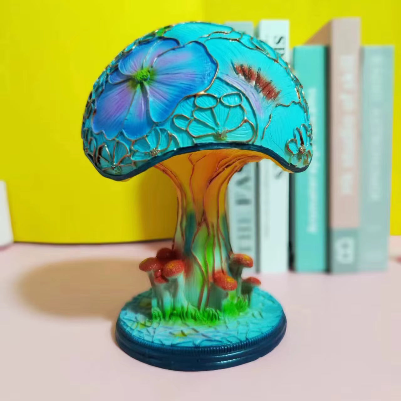 Resin table lamp, modern design, warm led light, usb switch