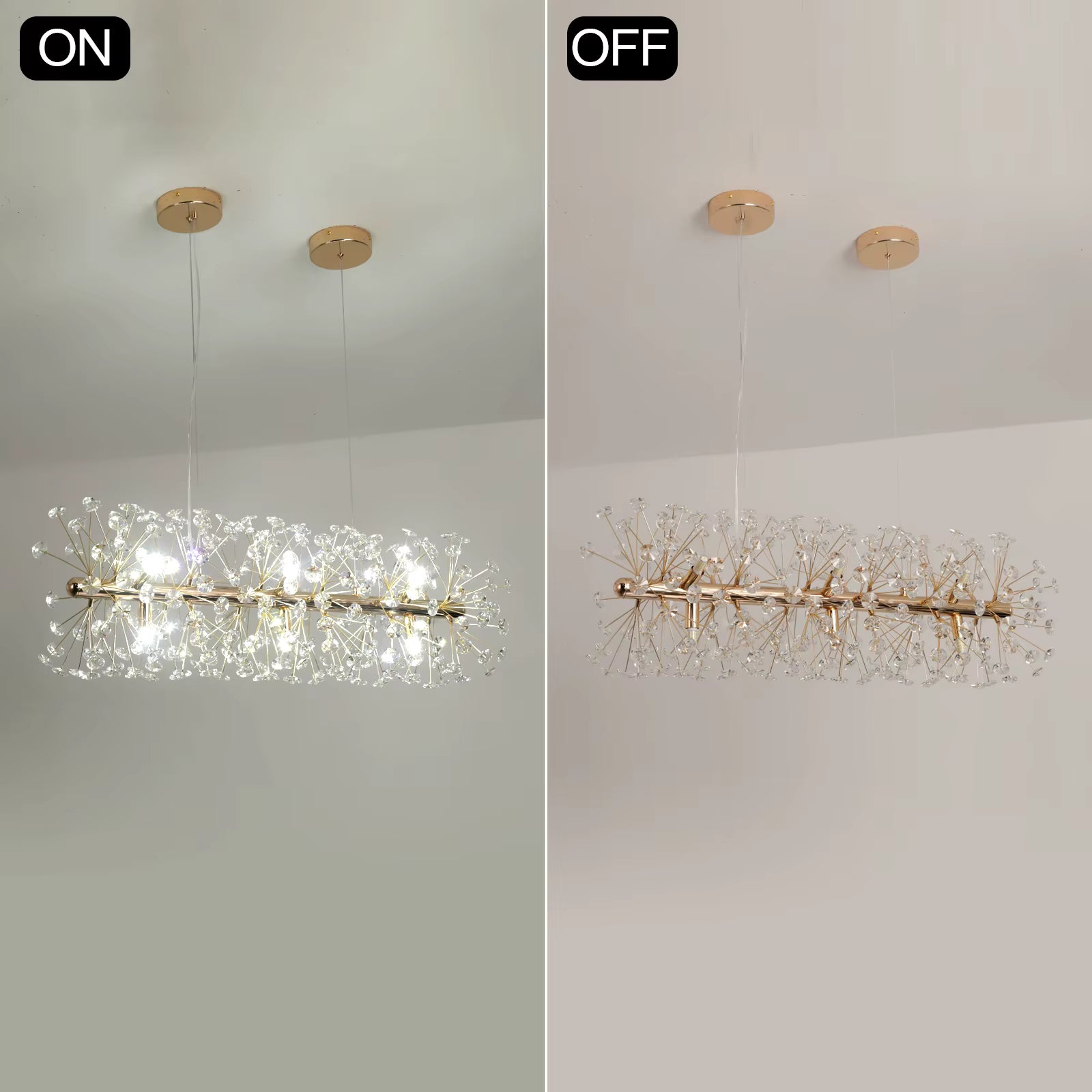 Gold crystal dandelion pendant light for dining room