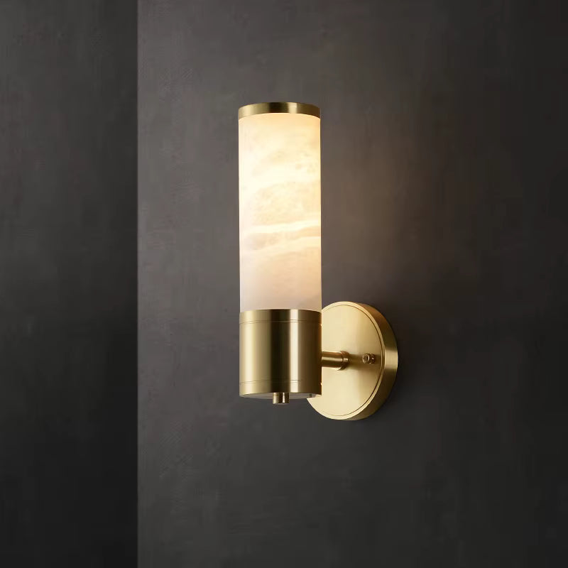 Sage brass and stone wall light