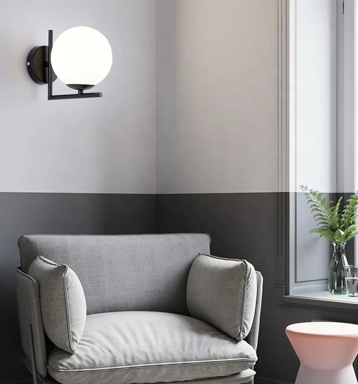 Globe glass wall light