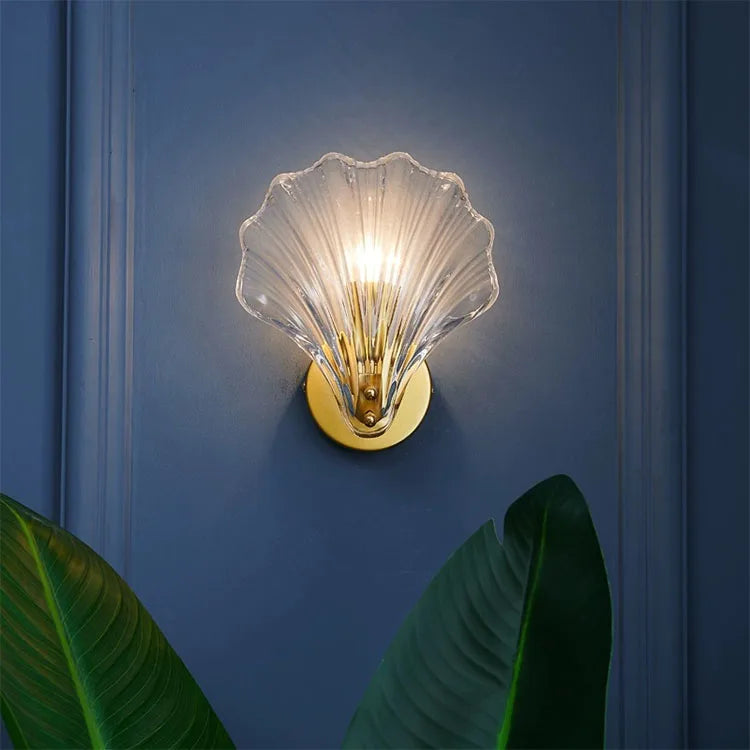 Shell glass wall light