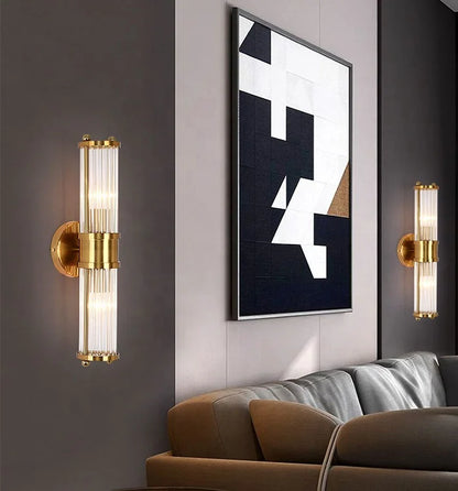 Gold crystal wall light