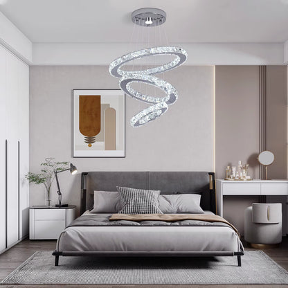 Crystal spiral pendant light