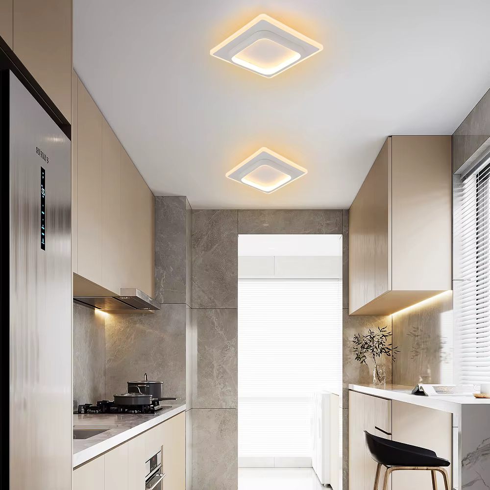 Square minimal ceiling light
