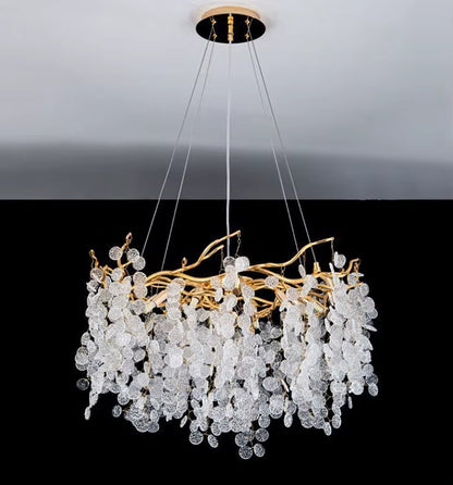 Modern golden tree-like crystal chandelier for living room and hallway