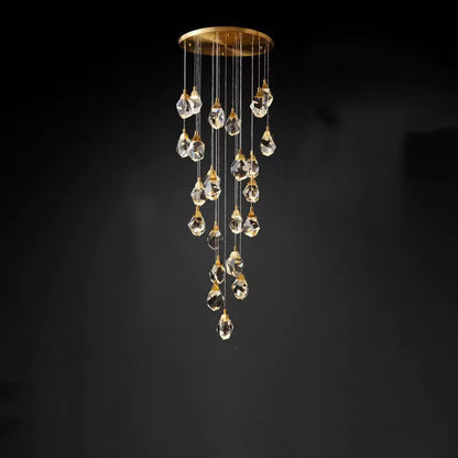 Art-deco crystal pendant chandelier for staircase and hotel interiors