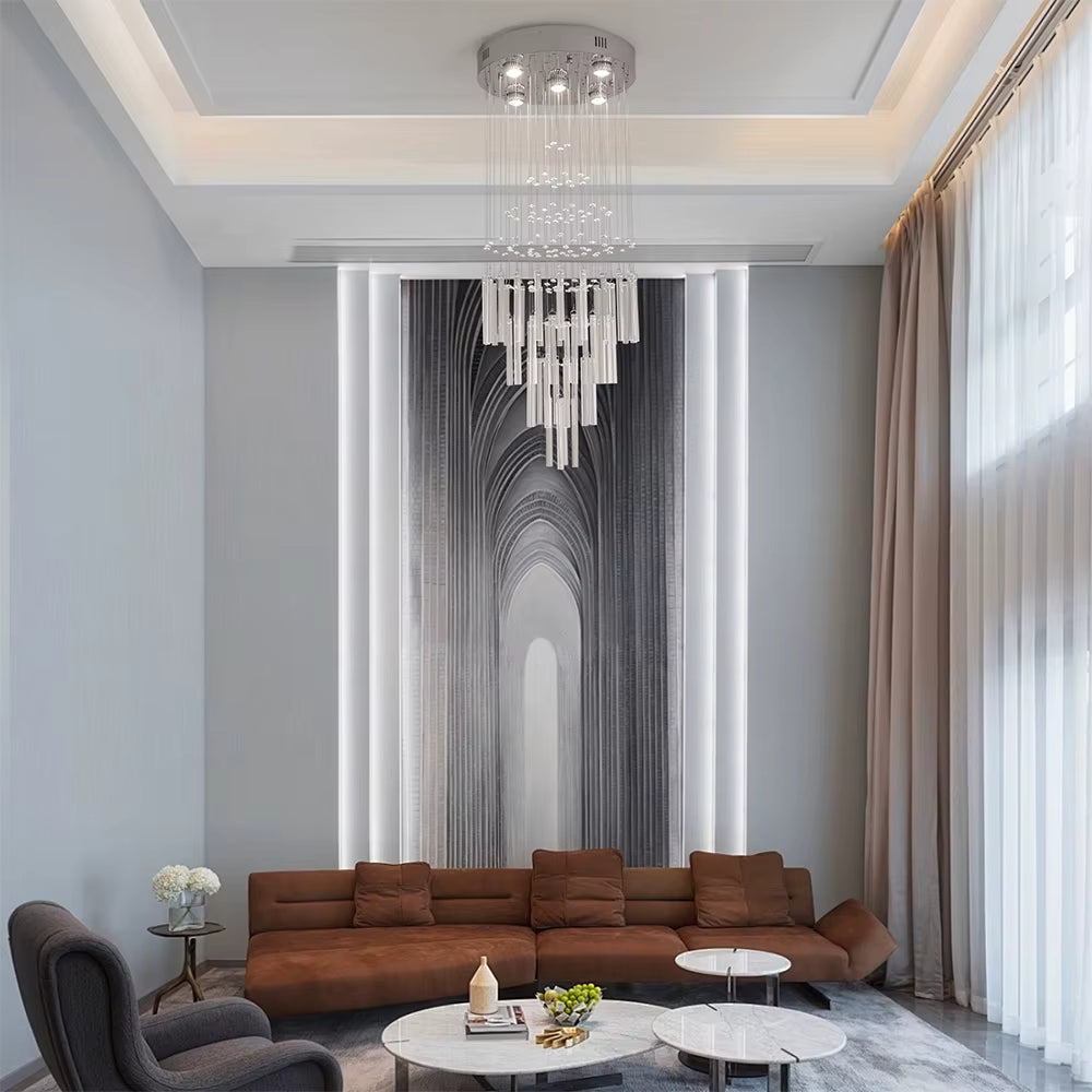 Crystal linear staircase chandelier for lobby