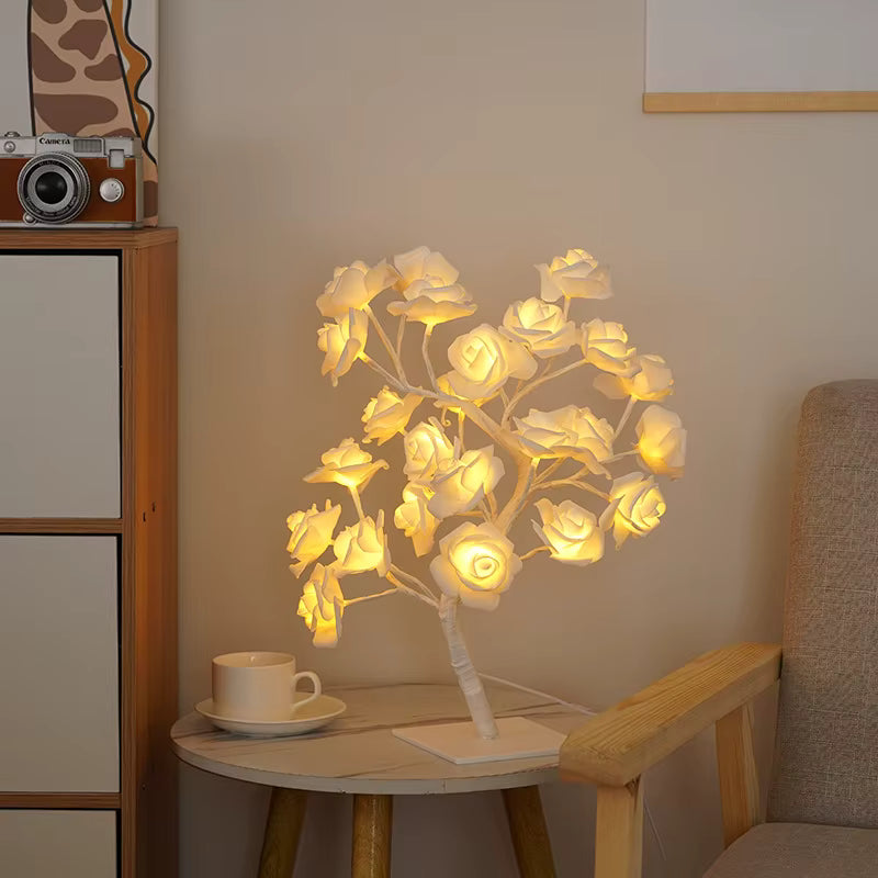 Warm led table lamp, modern design, cozy home decor