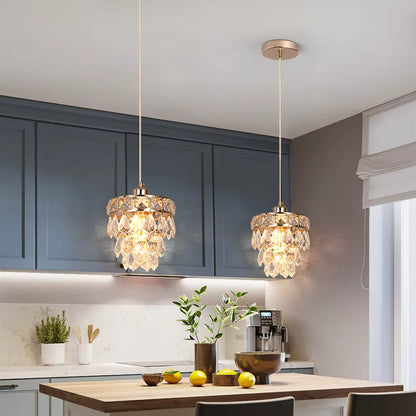 Crystal petal pendant light for kitchen island