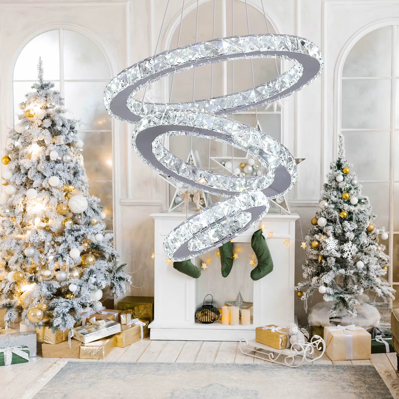 Crystal spiral pendant light