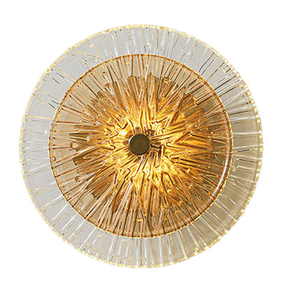Modern round glass wall lamp with golden iron body for bedroom and living room