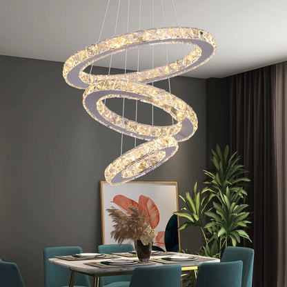 Crystal spiral pendant light