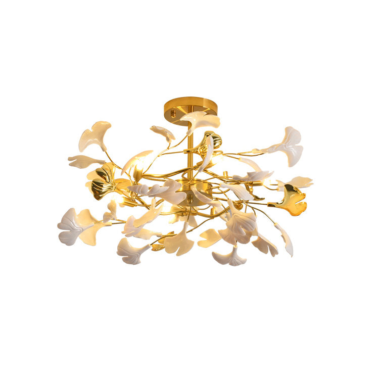Flower ceiling chandelier modern LED pendant light with artistic golden finish